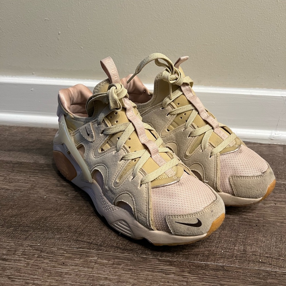 Nike Air Huarache Craft Sneaker in Sanddrift, Team Gold, Pink Oxford, & Earth